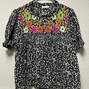 THML Floral Black and White Top Size XL
